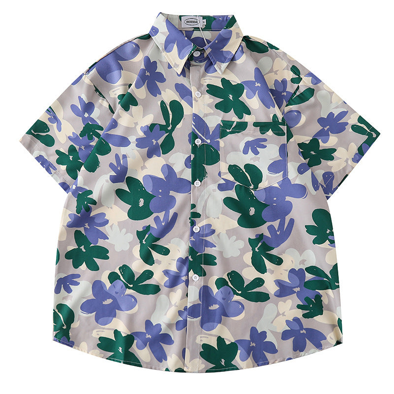 Women's Design Retro Girly Style Printed Short-sleeved Shirt