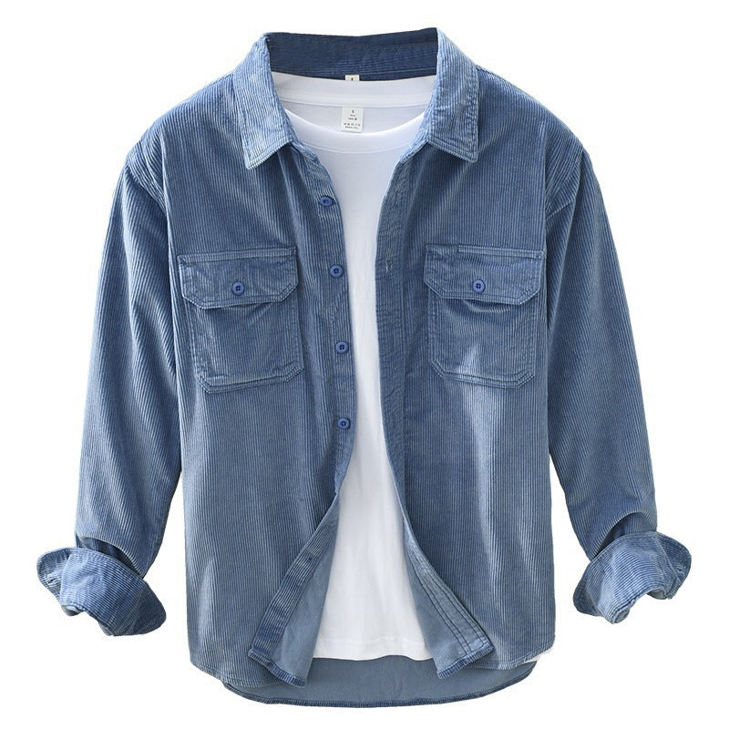 Loose Solid Color Work Shirt Coat for Men