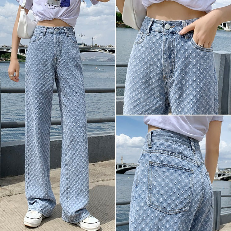 Loose Straight Wide Leg High Waist Cotton Blend Trousers