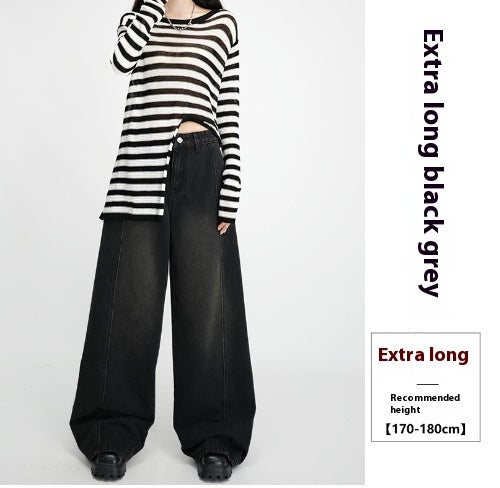 High Waist Loose Wide Leg Draping Denim Trousers Slimming Mop