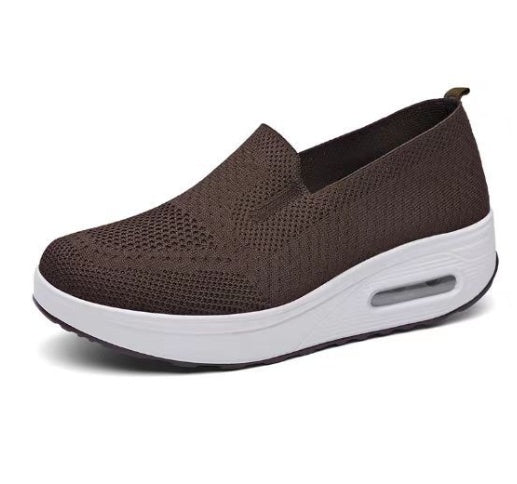 Chaussures de marche à coussin d'air en maille pour femme avec semelles épaisses