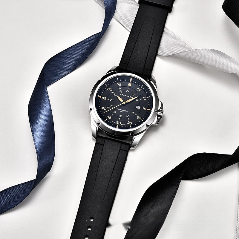Montre d'examen à quartz étanche en silicone pour homme - Cadeau pour petit ami