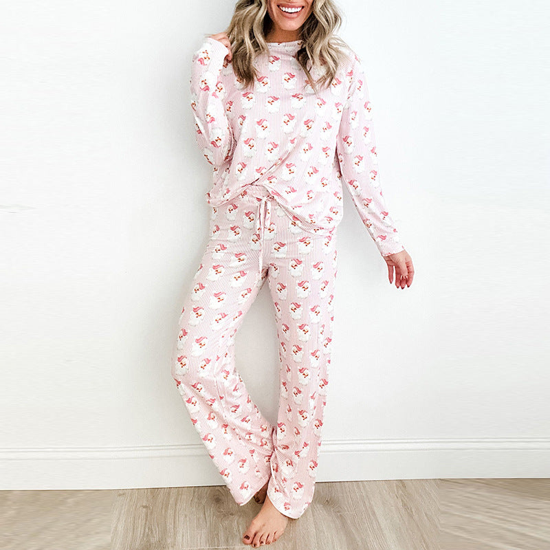 Loose Long Sleeve Printed Casual Suit for Women