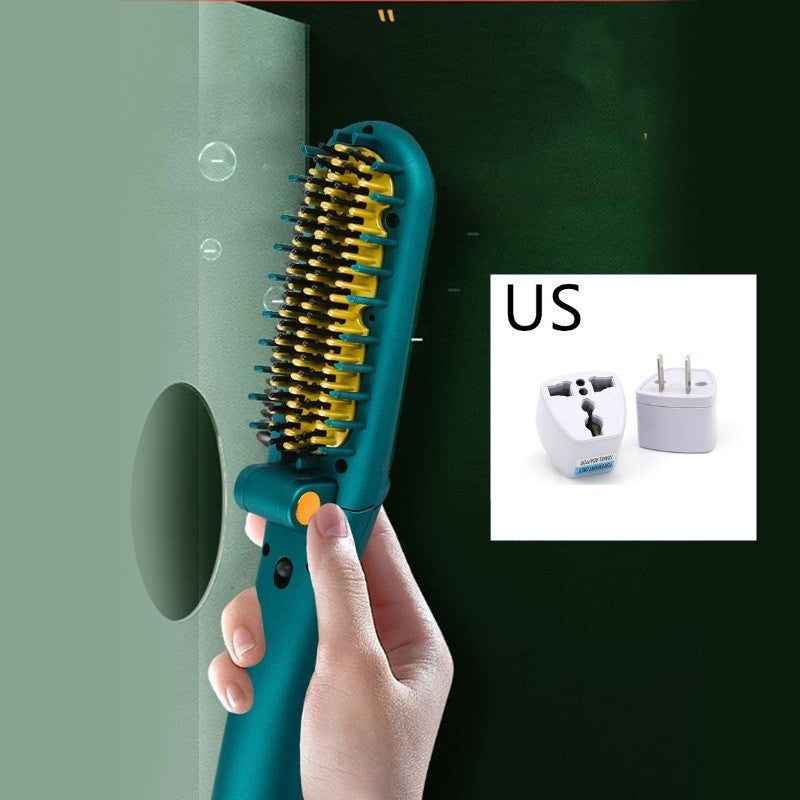 Dual Purpose Negative Ion Electric Hair Straightening Comb - Green, Ceramic Glaze, 390x144x45mm