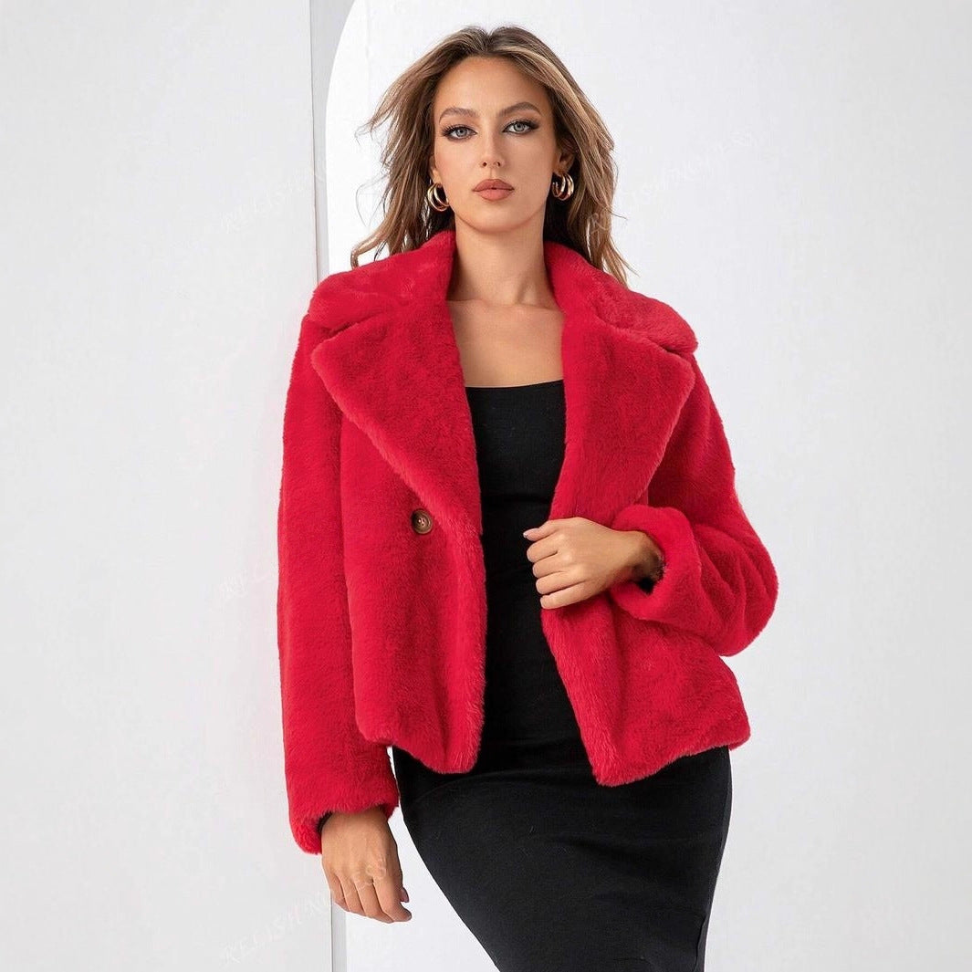 Loose Short Women's Faux Fox Fur Coat